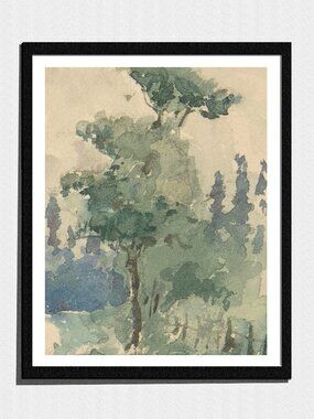 Art Print, Muted Green Tree Landscape